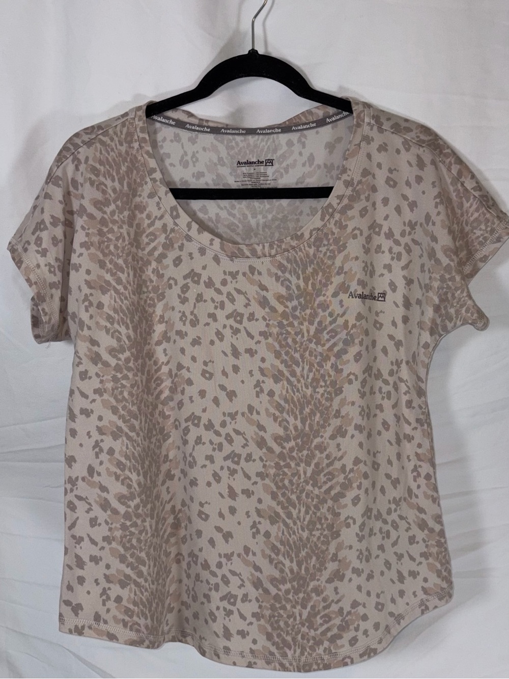 Avalanche Beige Animal Print Short Sleeve Women's Top
